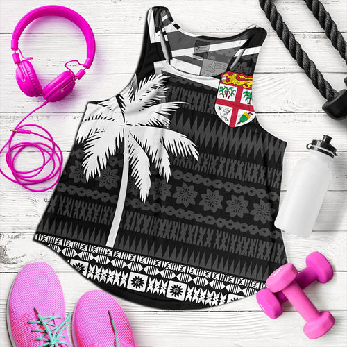 Fiji Women Tank Flag With Coconut Black Style