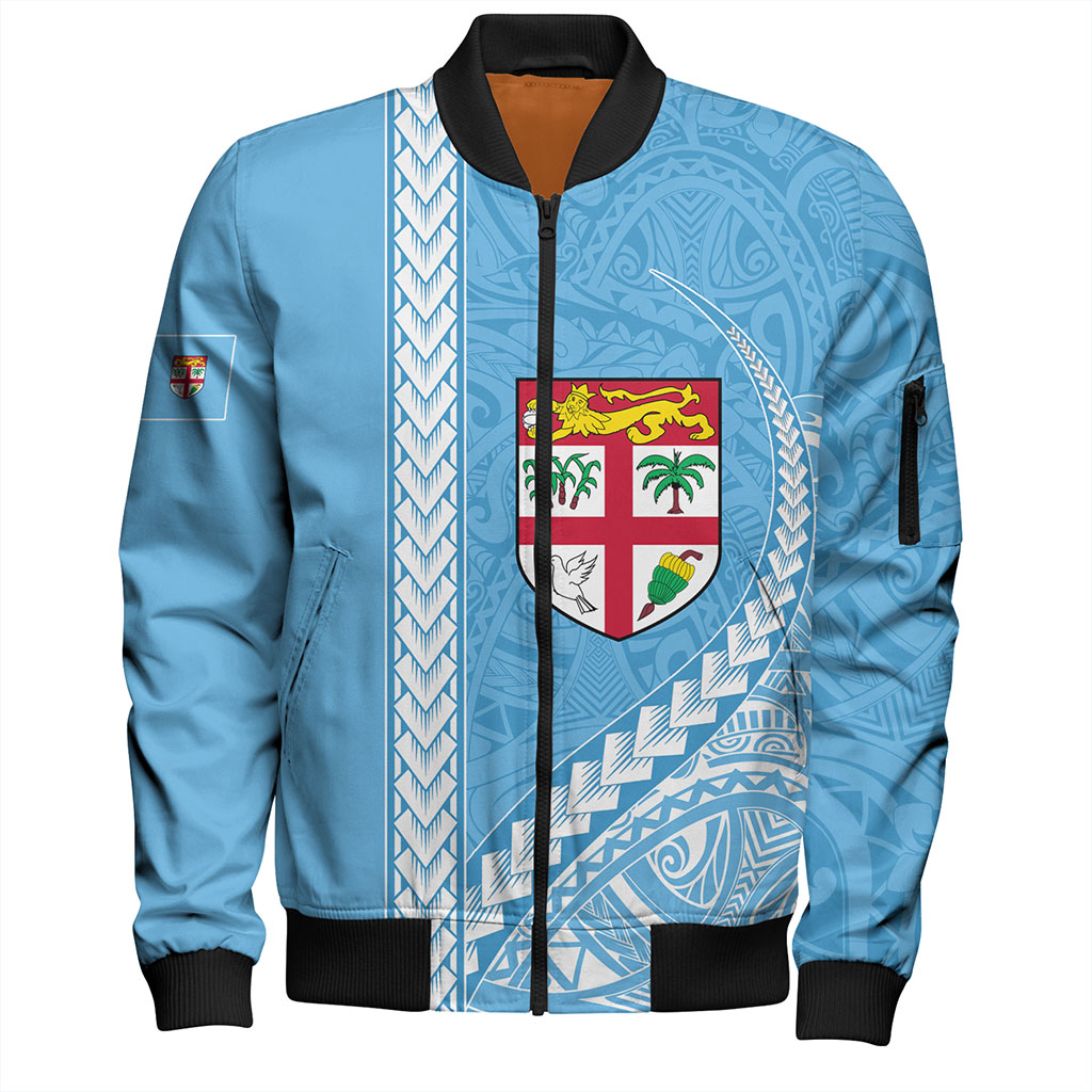 Fiji Bomber Jacket Tribal Melanesian Flag And Coat Of Arms