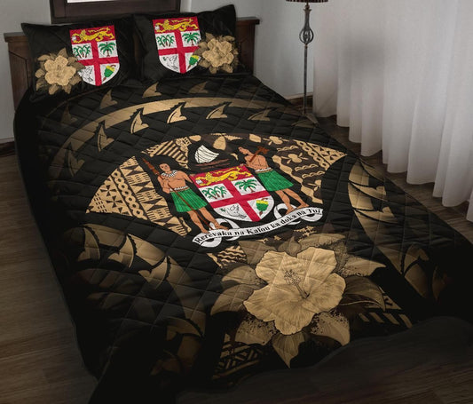 Fiji Polynesian Quilt Bed Set Hibiscus Gold