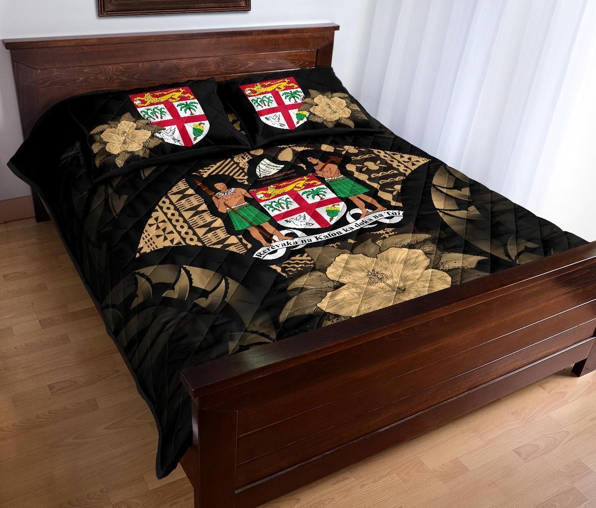 Fiji Polynesian Quilt Bed Set Hibiscus Gold