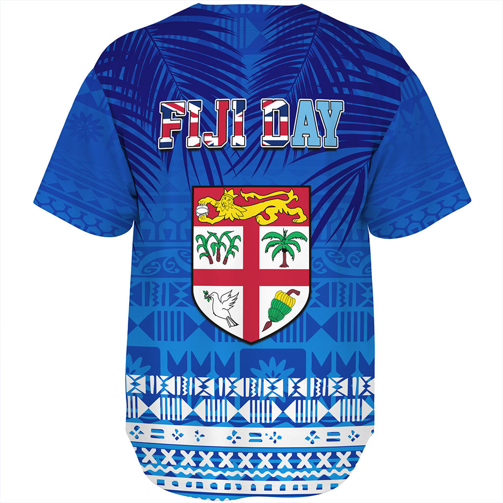 Fiji Baseball Shirt Happy Fiji Day Celebration Tropical Leaf