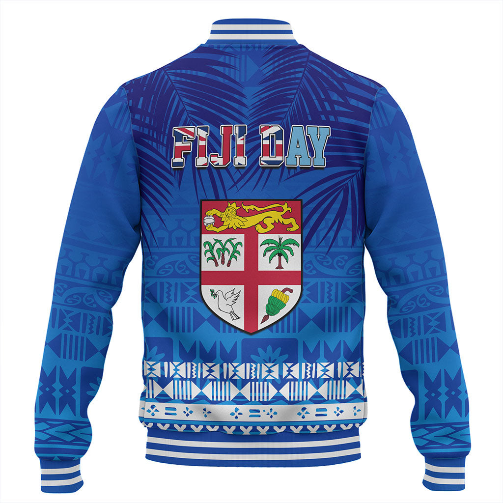 Fiji Baseball Jacket Happy Fiji Day Celebration Tropical Leaf