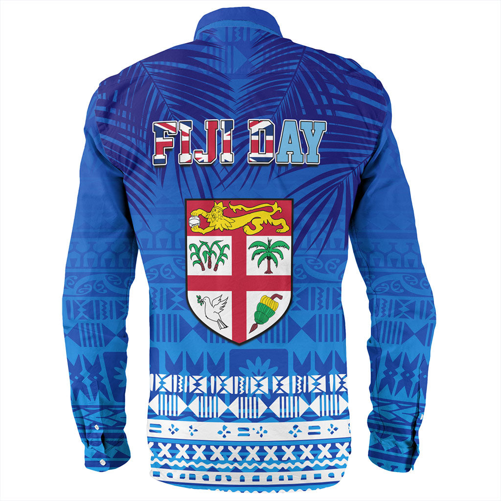 Fiji Long Sleeve Shirt Happy Fiji Day Celebration Tropical Leaf
