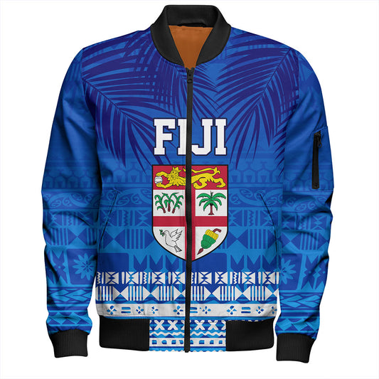 Fiji Bomber Jacket Happy Fiji Day Celebration Tropical Leaf