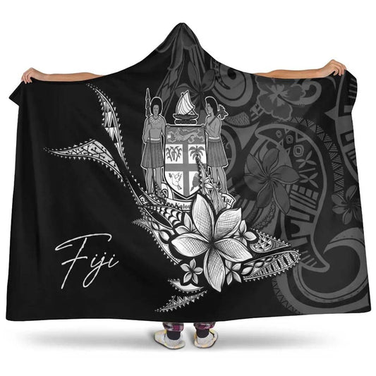 Fiji Hooded Blanket - Fish With Plumeria Flowers Style