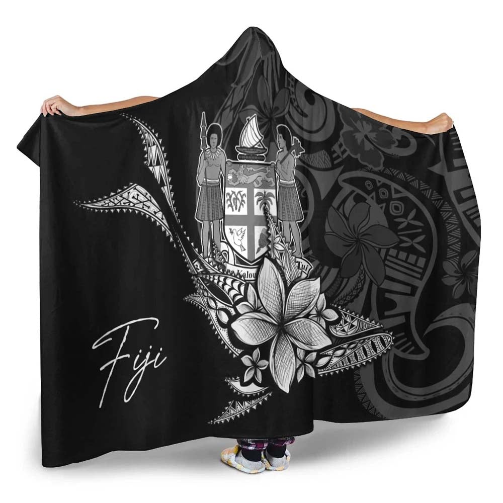Fiji Hooded Blanket - Fish With Plumeria Flowers Style