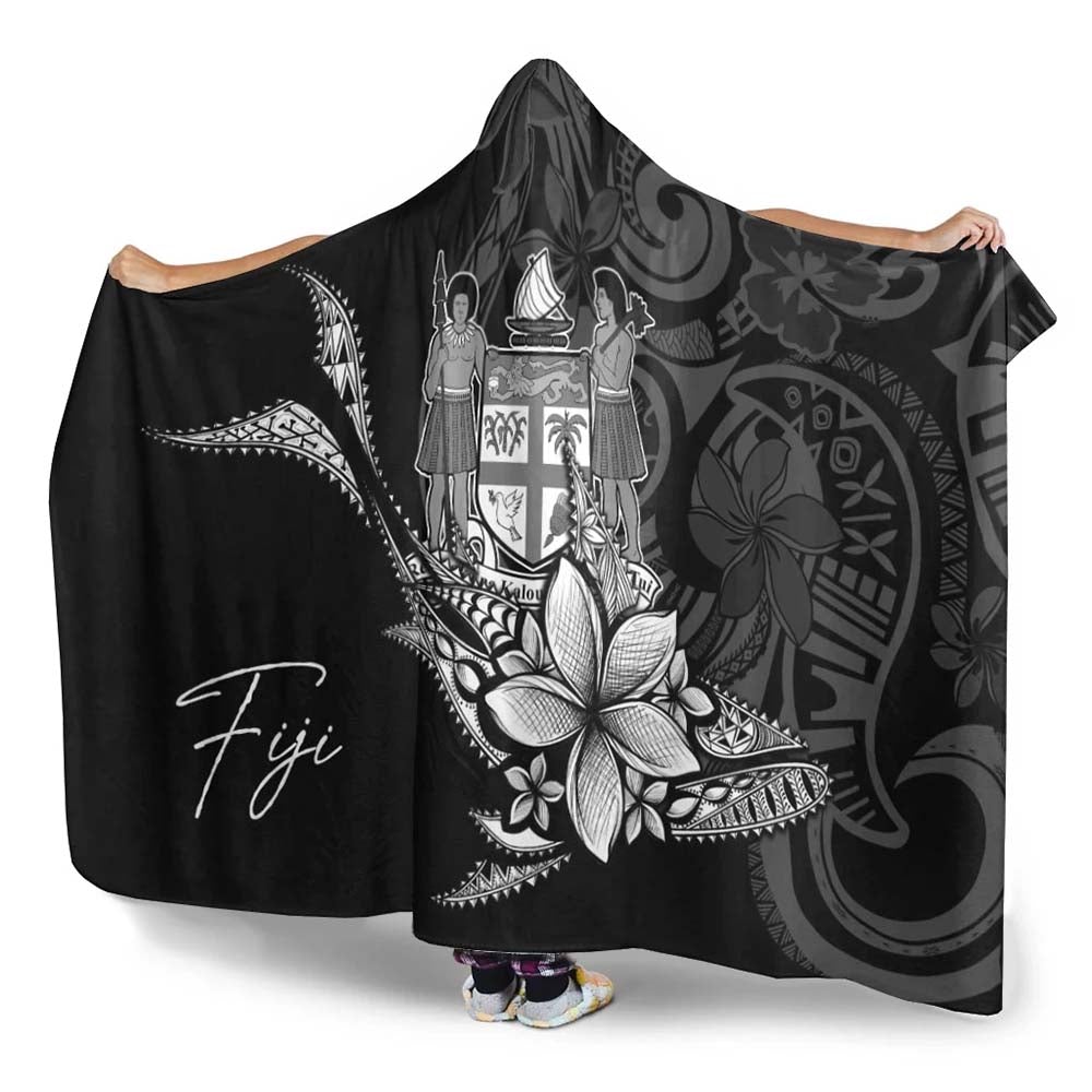 Fiji Hooded Blanket - Fish With Plumeria Flowers Style