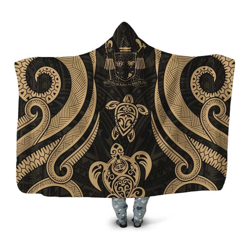 Fiji Hooded Blanket - Gold Tentacle Turtle Crest