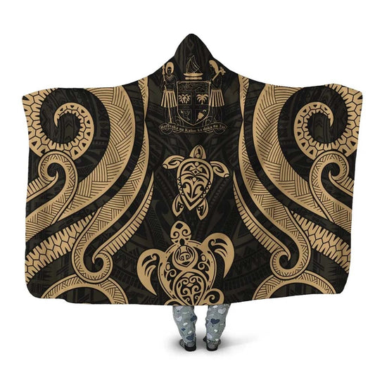 Fiji Hooded Blanket - Gold Tentacle Turtle Crest