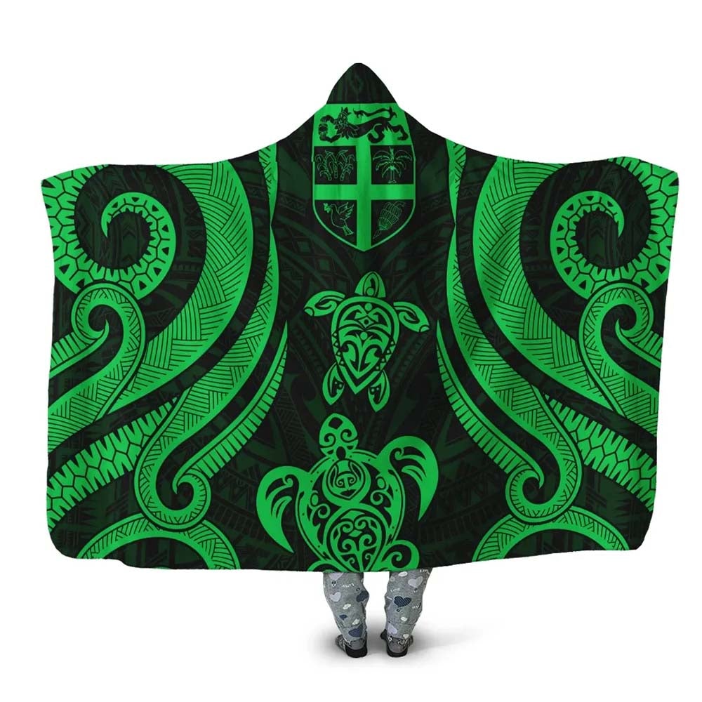 Fiji Hooded Blanket - Green Tentacle Turtle