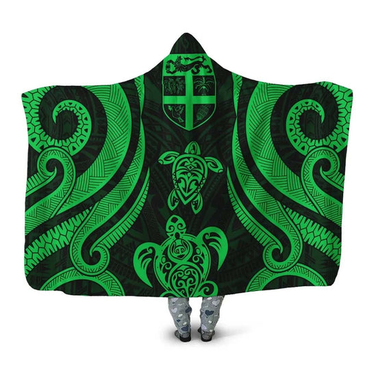 Fiji Hooded Blanket - Green Tentacle Turtle