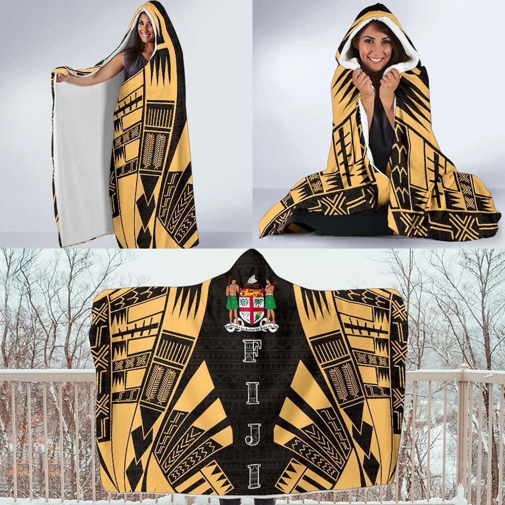 Fiji Hooded Blanket - Polynesian Tattoo Gold
