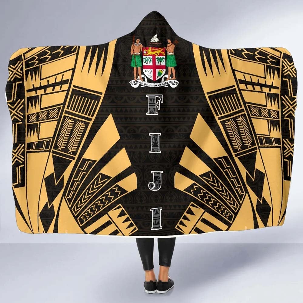Fiji Hooded Blanket - Polynesian Tattoo Gold