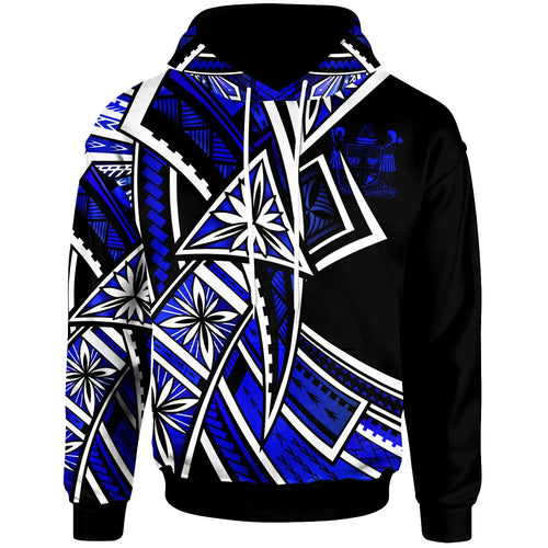 Fiji Hoodie - Tribal Flower Special Pattern Blue Color
