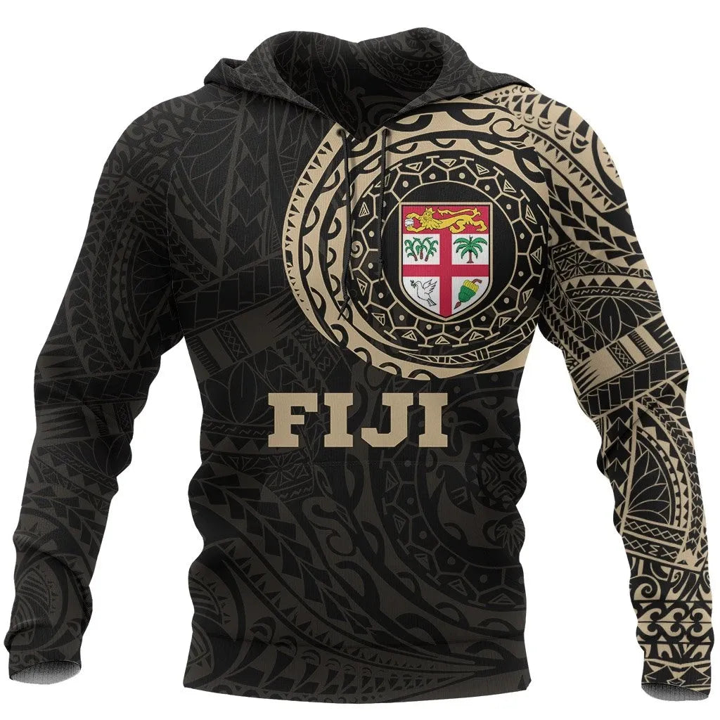Fiji Hoodie - Fiji Flag Polynesian Tattoo Style