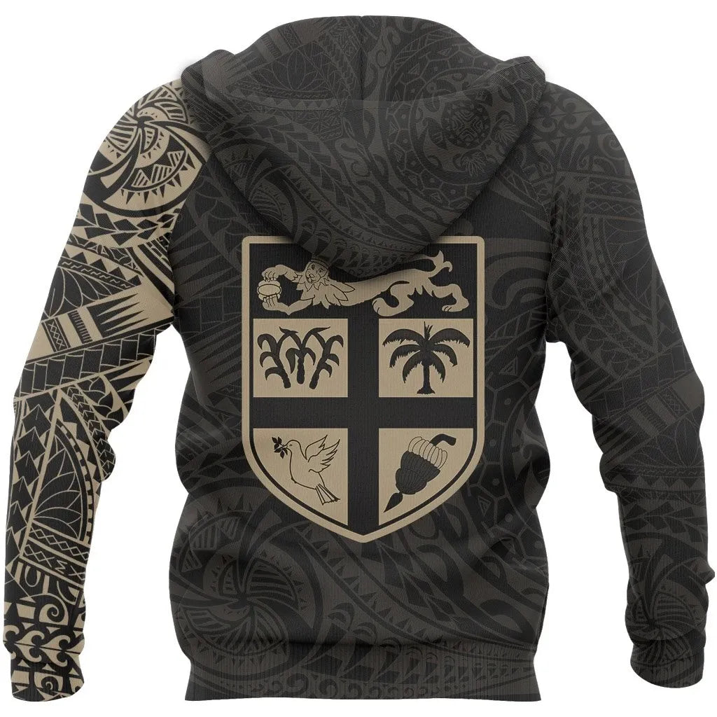Fiji Hoodie - Fiji Flag Polynesian Tattoo Style