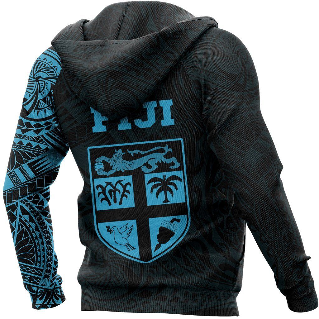 Fiji Hoodie - Fiji Flag Polynesian Tattoo Style Blue