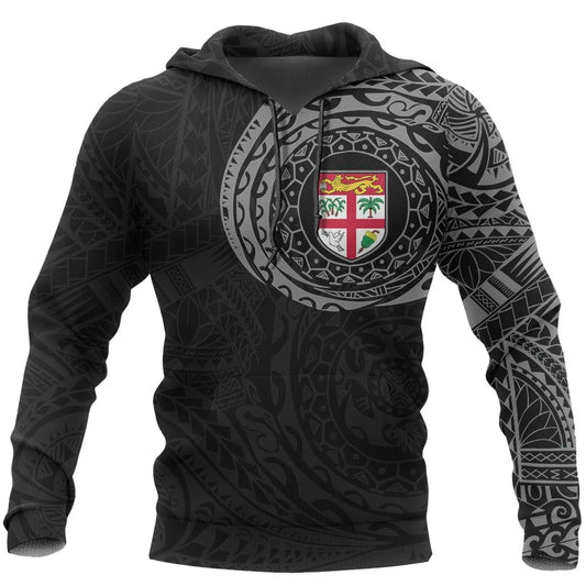 Fiji Hoodie - Fiji Seal Polynesian Tattoo Style Gray