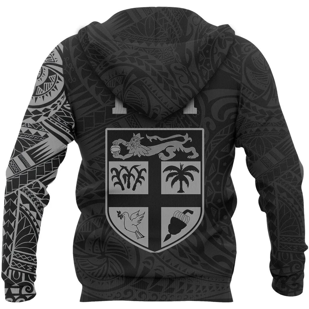 Fiji Hoodie - Fiji Seal Polynesian Tattoo Style Gray