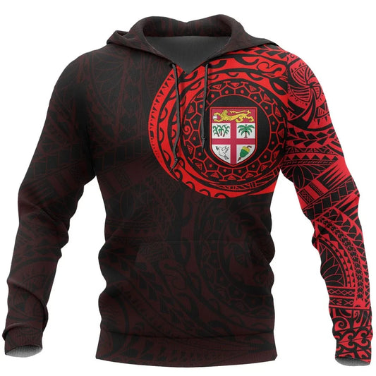 Fiji Hoodie - Fiji Seal Polynesian Tattoo Style Red
