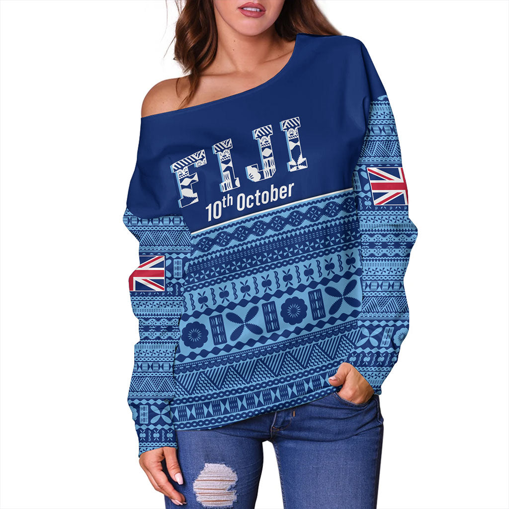 Fiji Off Shoulder Sweatshirt Happy Independence Day