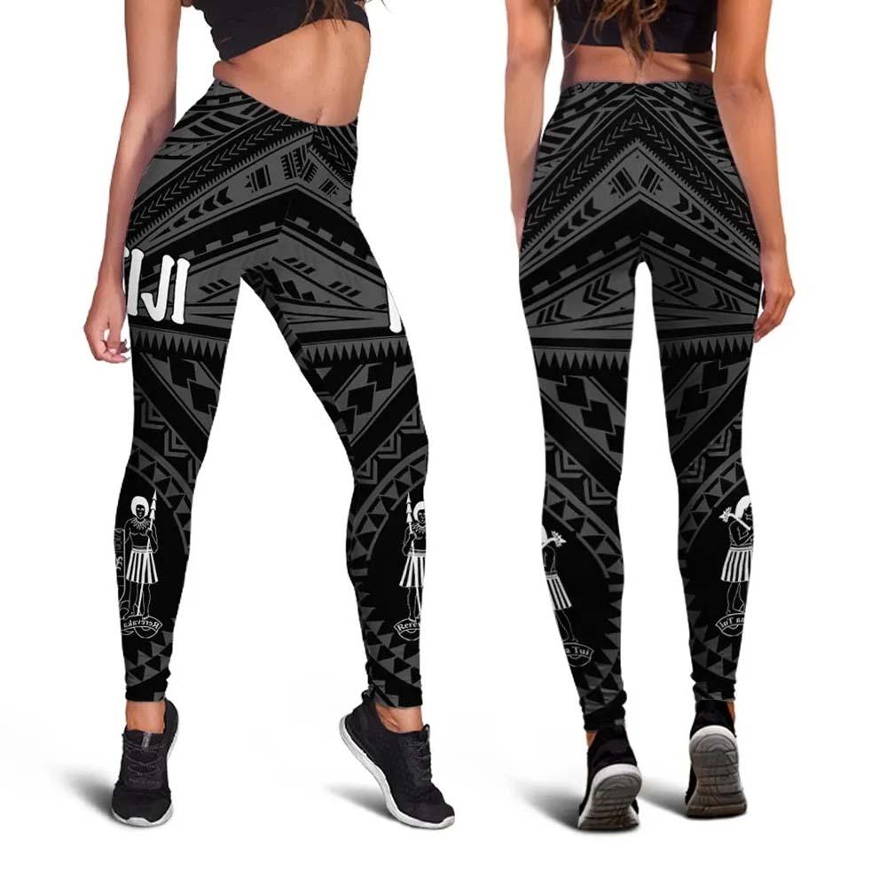 Fiji Legging - Fiji Seal With Polynesian Tattoo Style (Black)