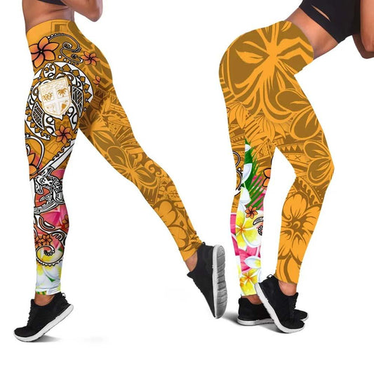 Fiji Legging - Turtle Plumeria (Gold)