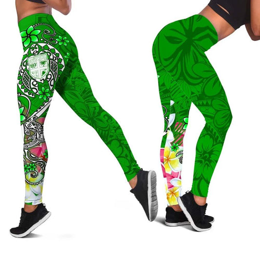 Fiji Legging - Turtle Plumeria (Green)