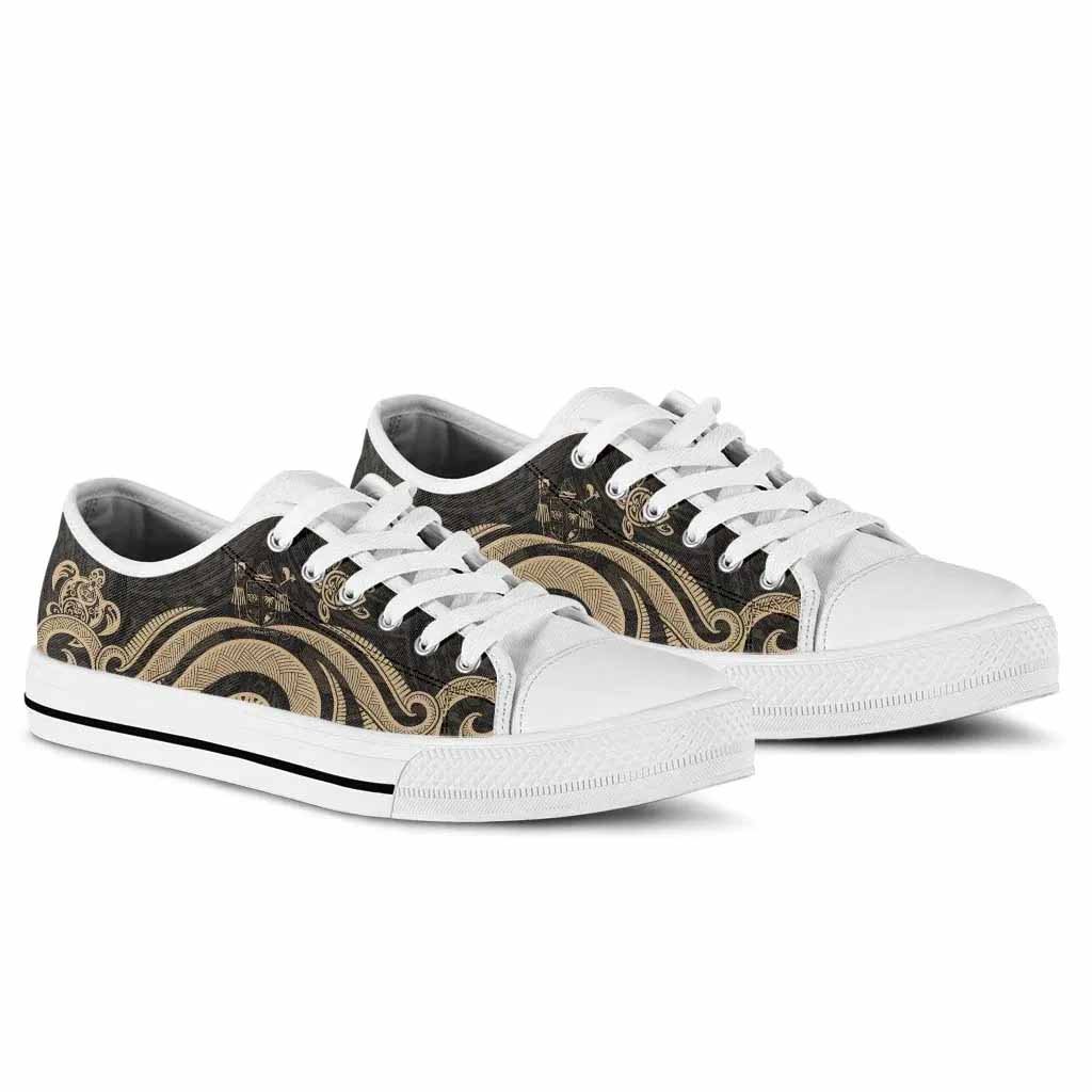 Fiji Low Top Canvas Shoes - Gold Tentacle Turtle Crest