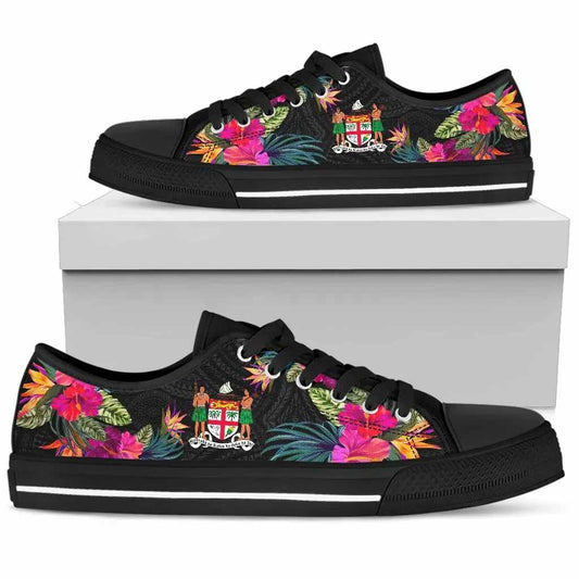 Fiji Low Top Shoes - Hibiscus Polynesian Pattern