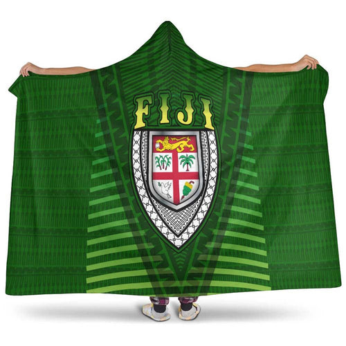 Fiji Melanesia Hooded Blanket - Fijian Pride Green Version