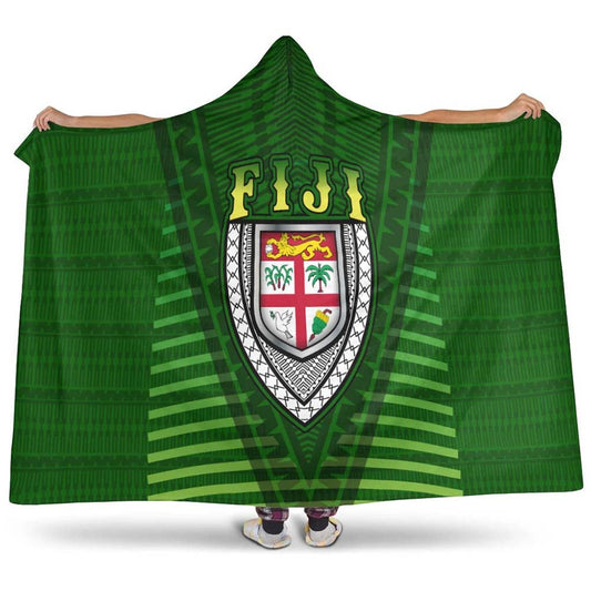 Fiji Melanesia Hooded Blanket - Fijian Pride Green Version