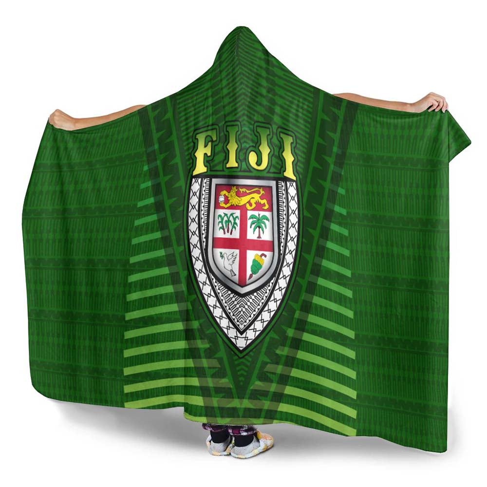 Fiji Melanesia Hooded Blanket - Fijian Pride Green Version