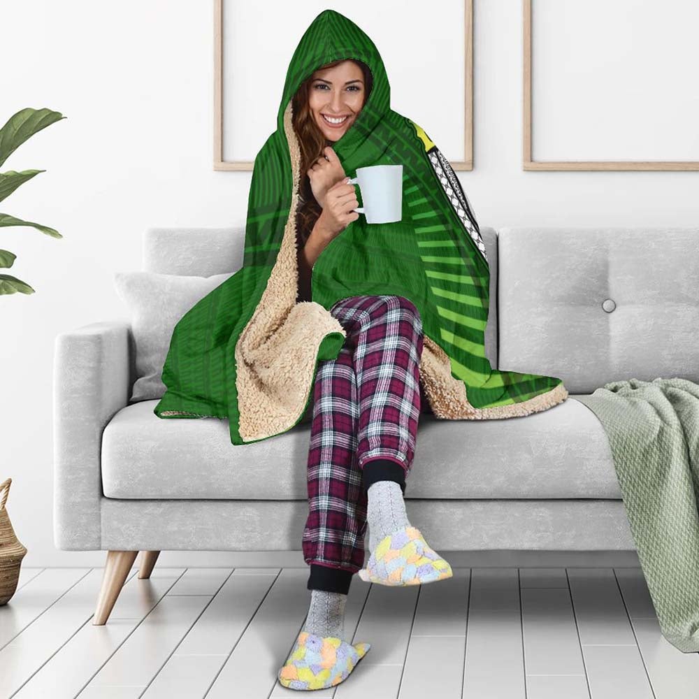 Fiji Melanesia Hooded Blanket - Fijian Pride Green Version