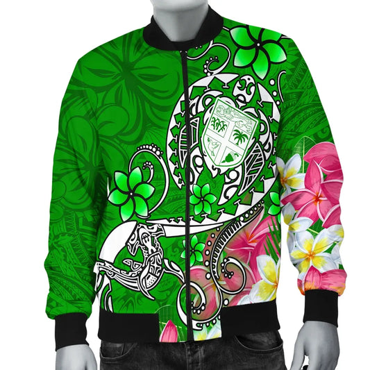 Fiji Bomber Jacket - Turtle Plumeria (Green)