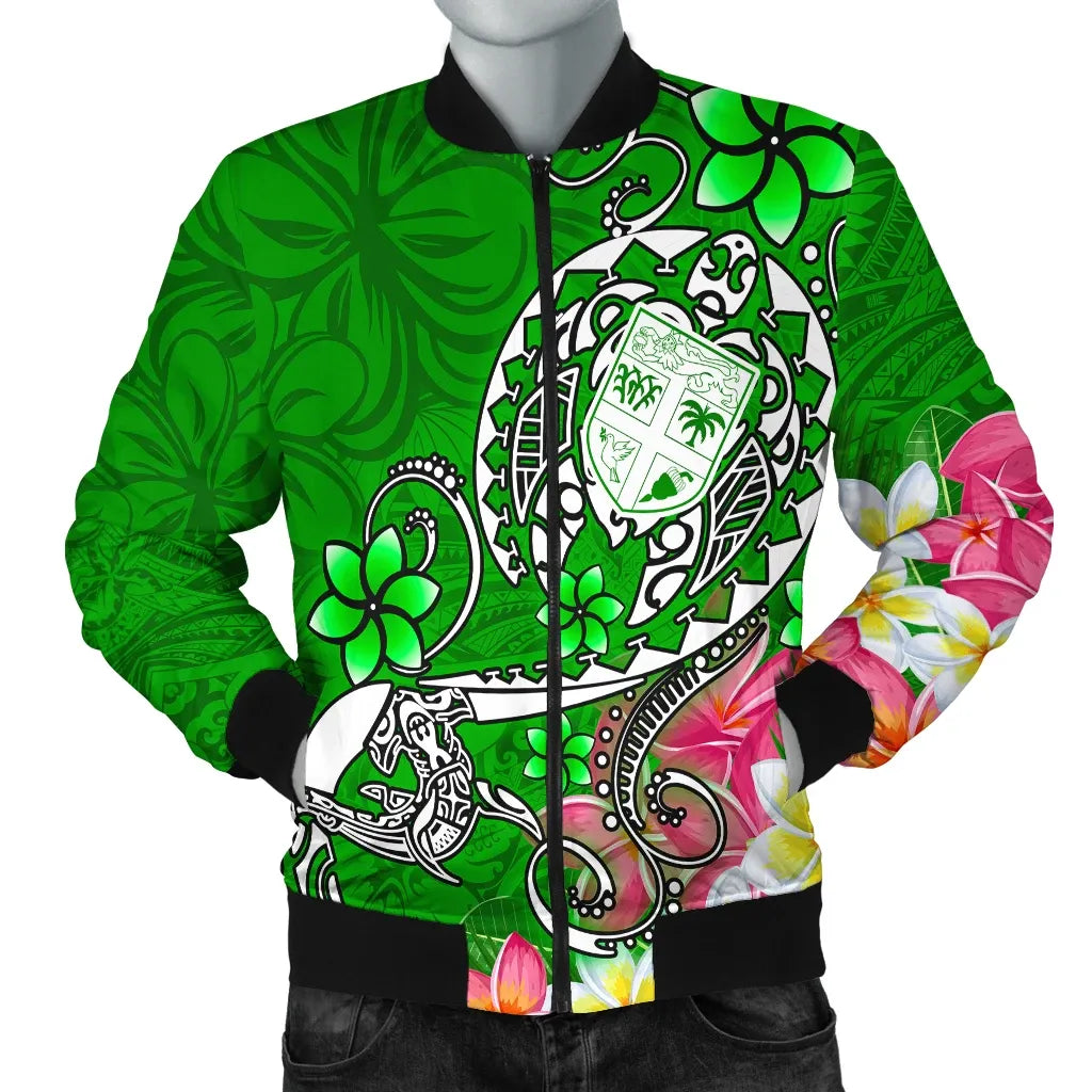 Fiji Bomber Jacket - Turtle Plumeria (Green)
