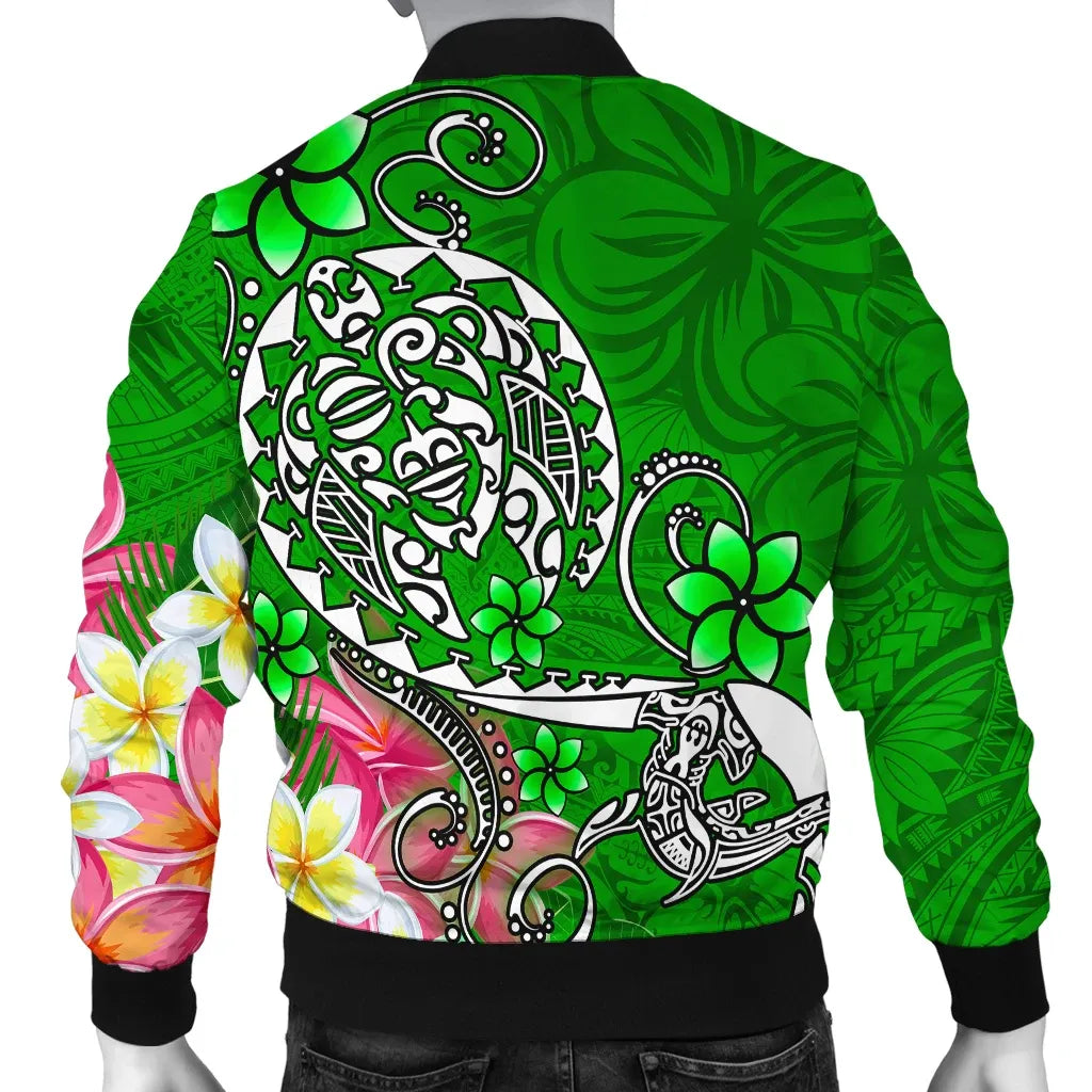 Fiji Bomber Jacket - Turtle Plumeria (Green)