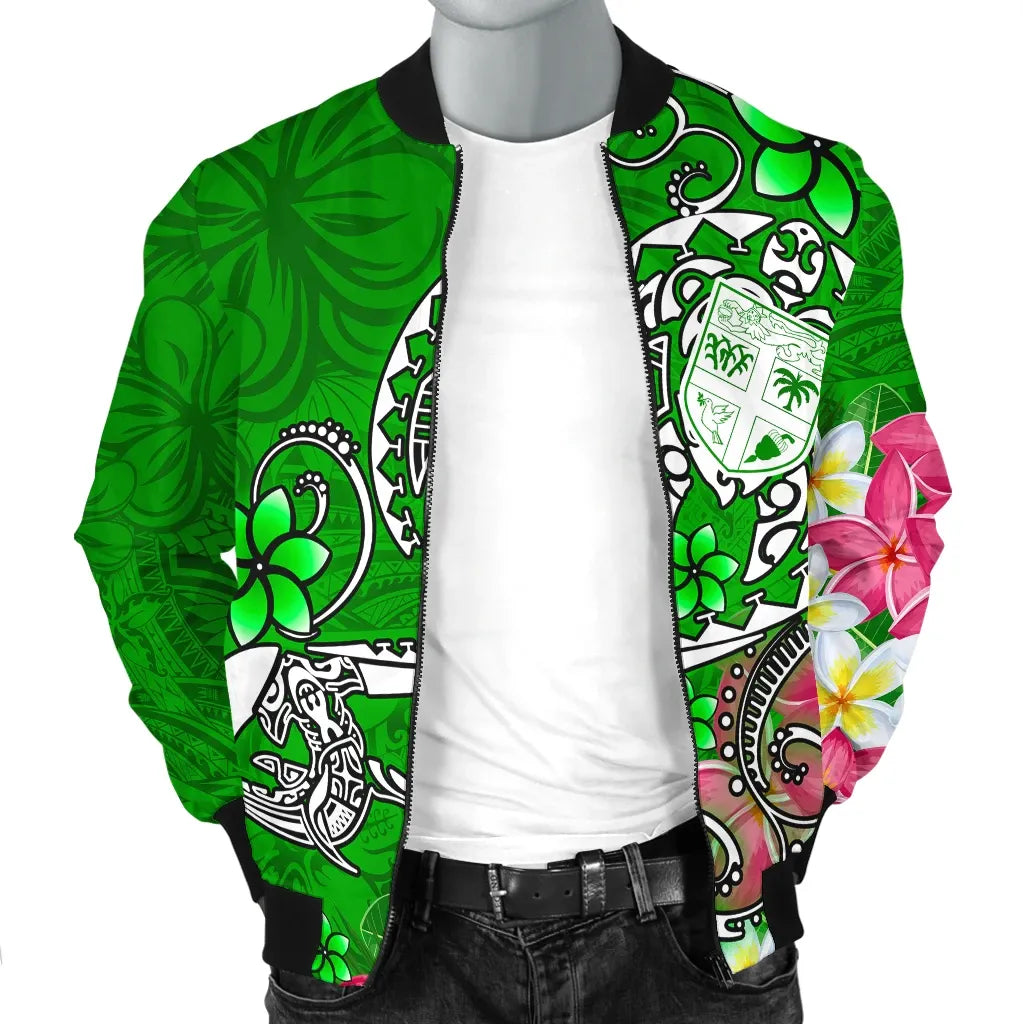 Fiji Bomber Jacket - Turtle Plumeria (Green)