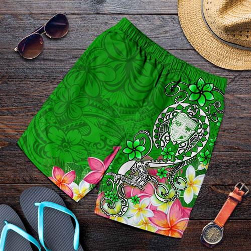 Fiji Men Shorts - Turtle Plumeria (Green)