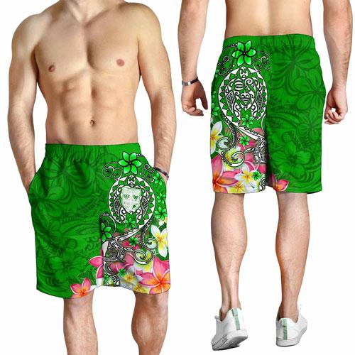 Fiji Men Shorts - Turtle Plumeria (Green)