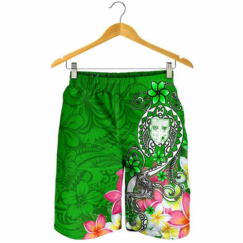 Fiji Men Shorts - Turtle Plumeria (Green)