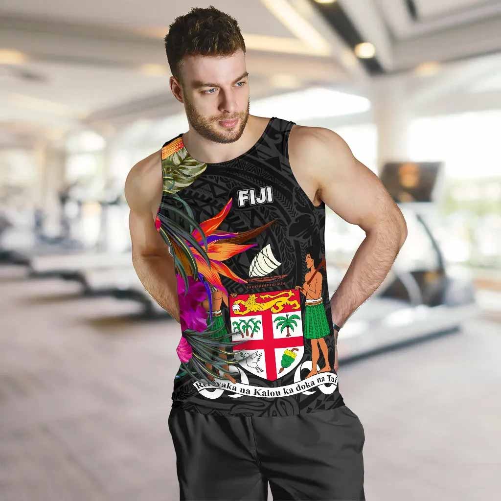 Fiji Men Tank Top - Polynesian Hibiscus Pattern