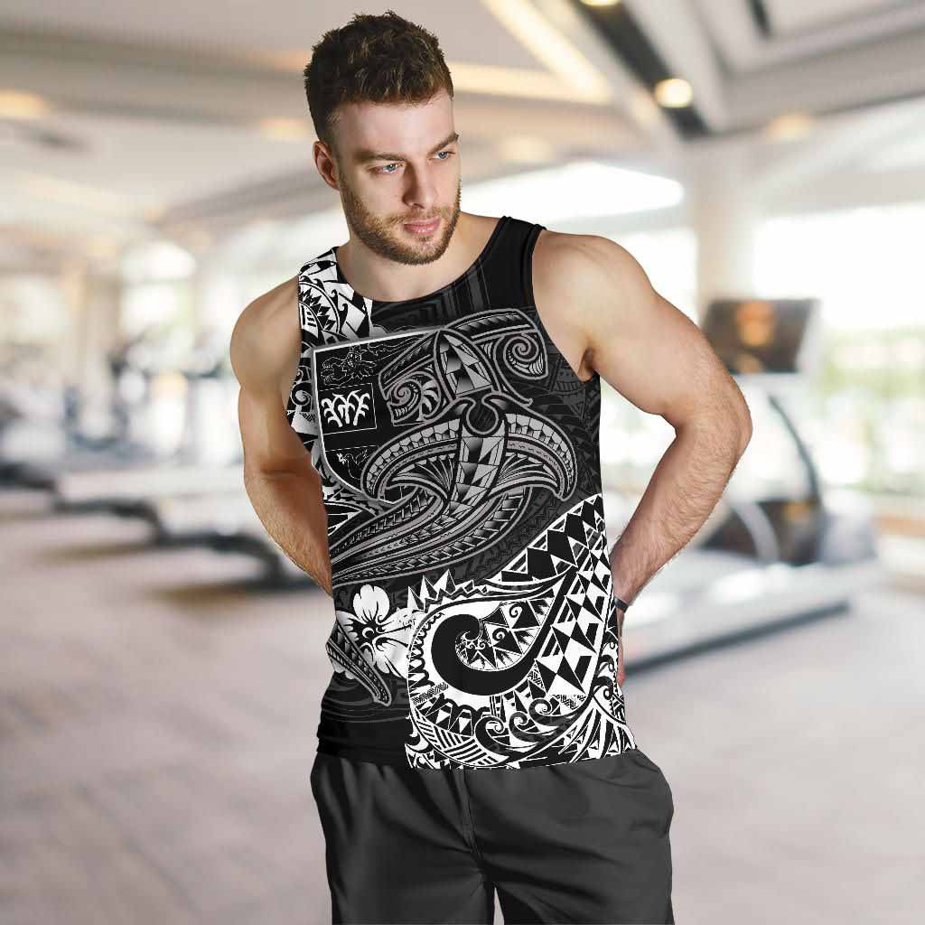 Fiji Men Tank Top - White Shark Polynesian Tattoo