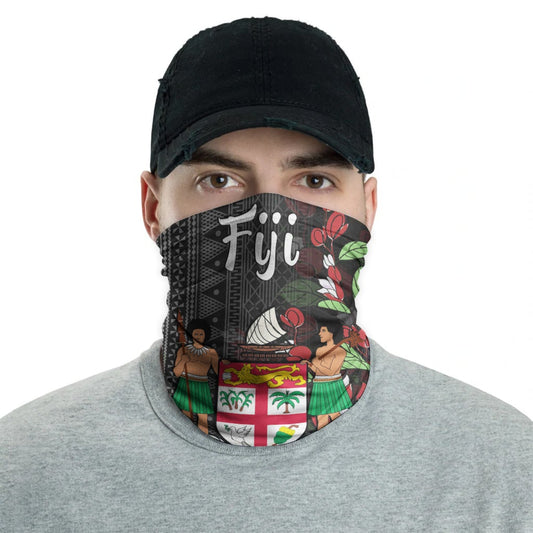 Fiji Neck Gaiter - Tapa Pattern Fiji Crest