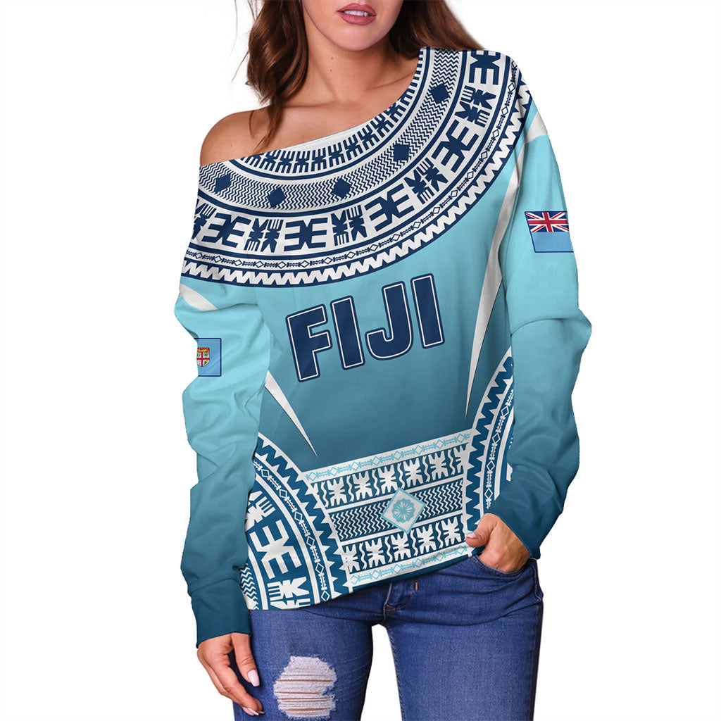 Fiji Off Shoulder Sweatshirt Pattern Traditional Circle Style