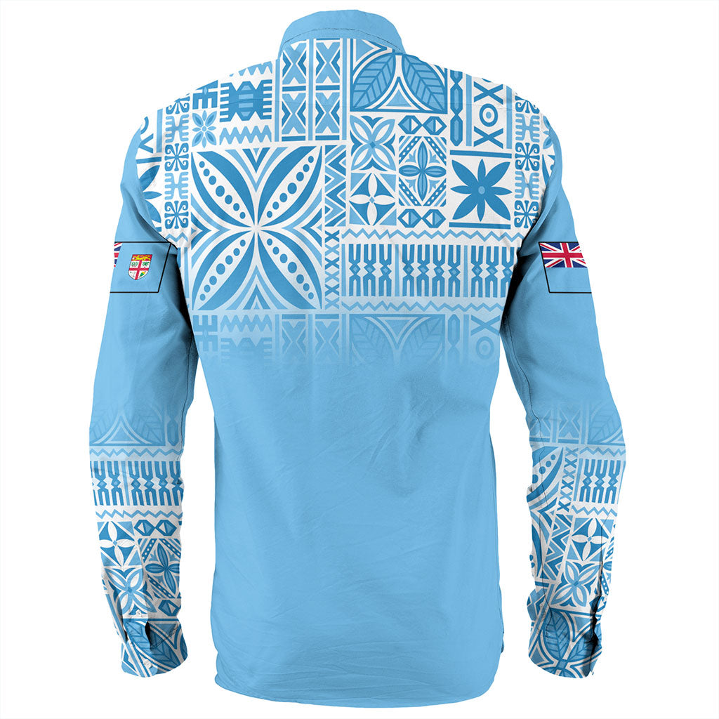 Fiji Long Sleeve Shirt Coat Of Arms Pattern Traditional Style
