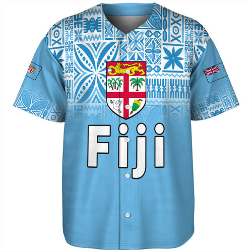 Fiji Baseball Shirt Coat Of Arms Pattern Traditional Style