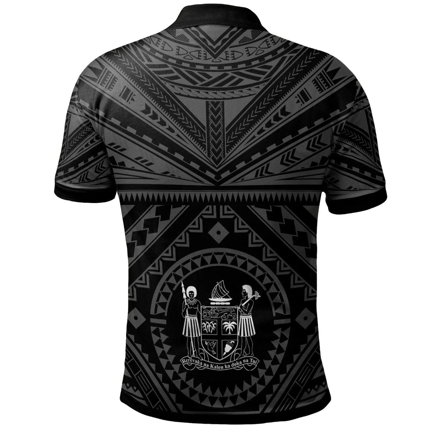Fiji Personalised Polo - Fiji Seal With Polynesian Tattoo Style ( Black)