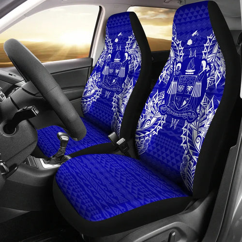 Fiji Car Seat Cover - Fiji Coat Of Arms Map Blue