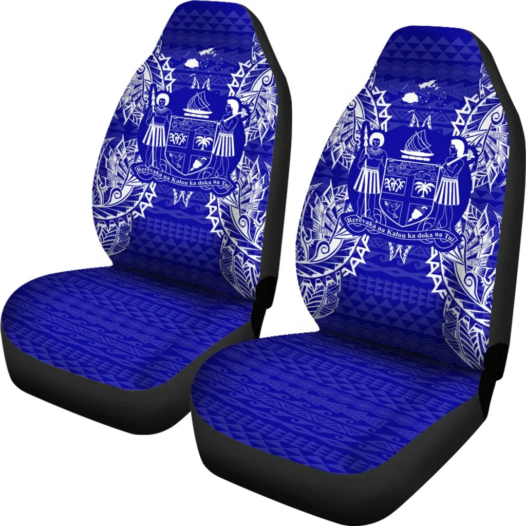 Fiji Car Seat Cover - Fiji Coat Of Arms Map Blue